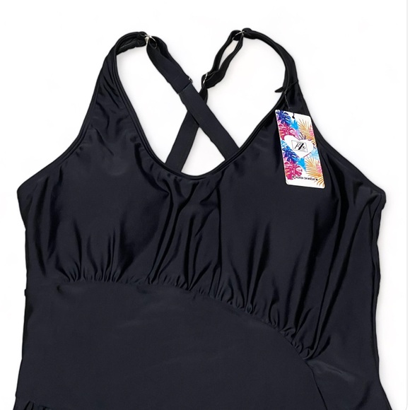 Women's Swimsuit with Adjustable Cross Straps Black Size L NWT - Picture 3 of 8